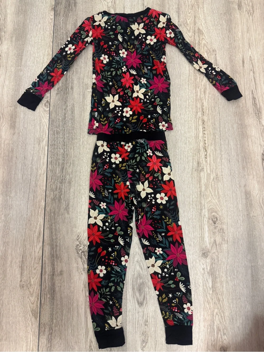 Little Sleepies Black Holiday Poinsettia Long Sleeve Pajama Set